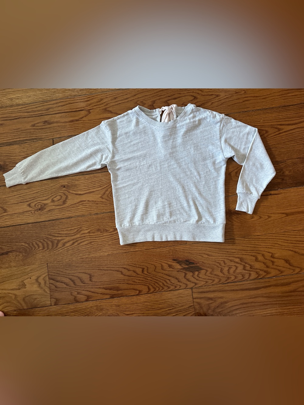LOFT Light Gray Crewneck Sweater With light pink Bow